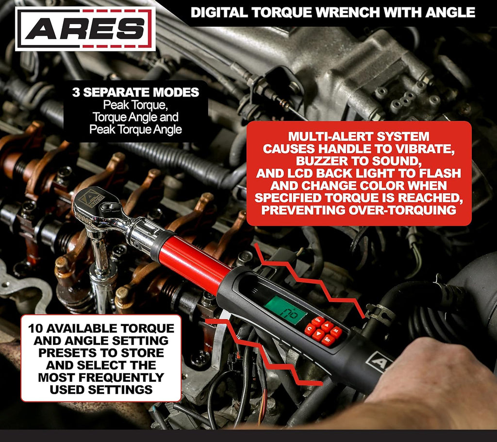 3/8-Inch Drive Flex Head Electronic Digital Torque and Torque Angle Wrench P641281