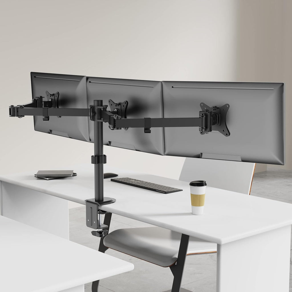 Black Pack of 2 Triple Monitor Desk Mount VESA Stand O169