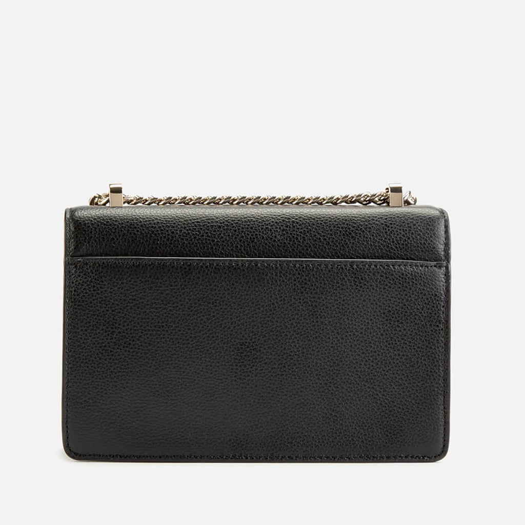 Leather Flap Shoulder Bag Black/Gold O503