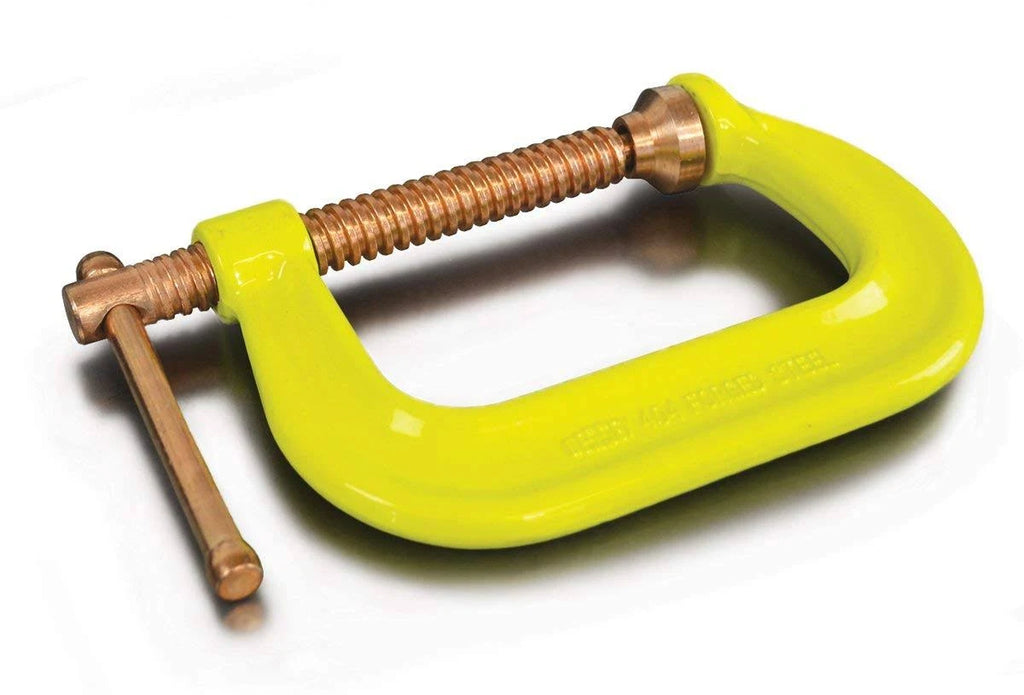 Drop Forged C-Clamp, 12 in. Capacity, 6-1/4 in. Throat Depth, Hi-Vis Yellow Frame with Copper Plated Spindle O139083