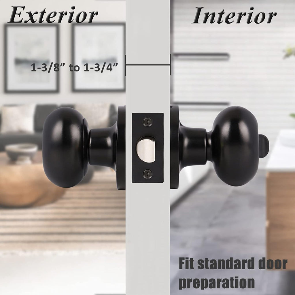 5 Pack Black Door Knobs Privacy Locks Z615362