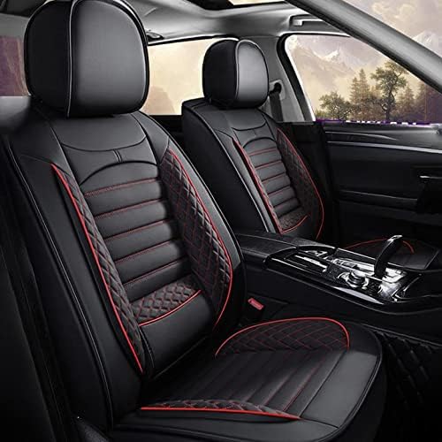 Black Faux Leather Car Seat Covers Full Set 5 Seats Waterproof O694571