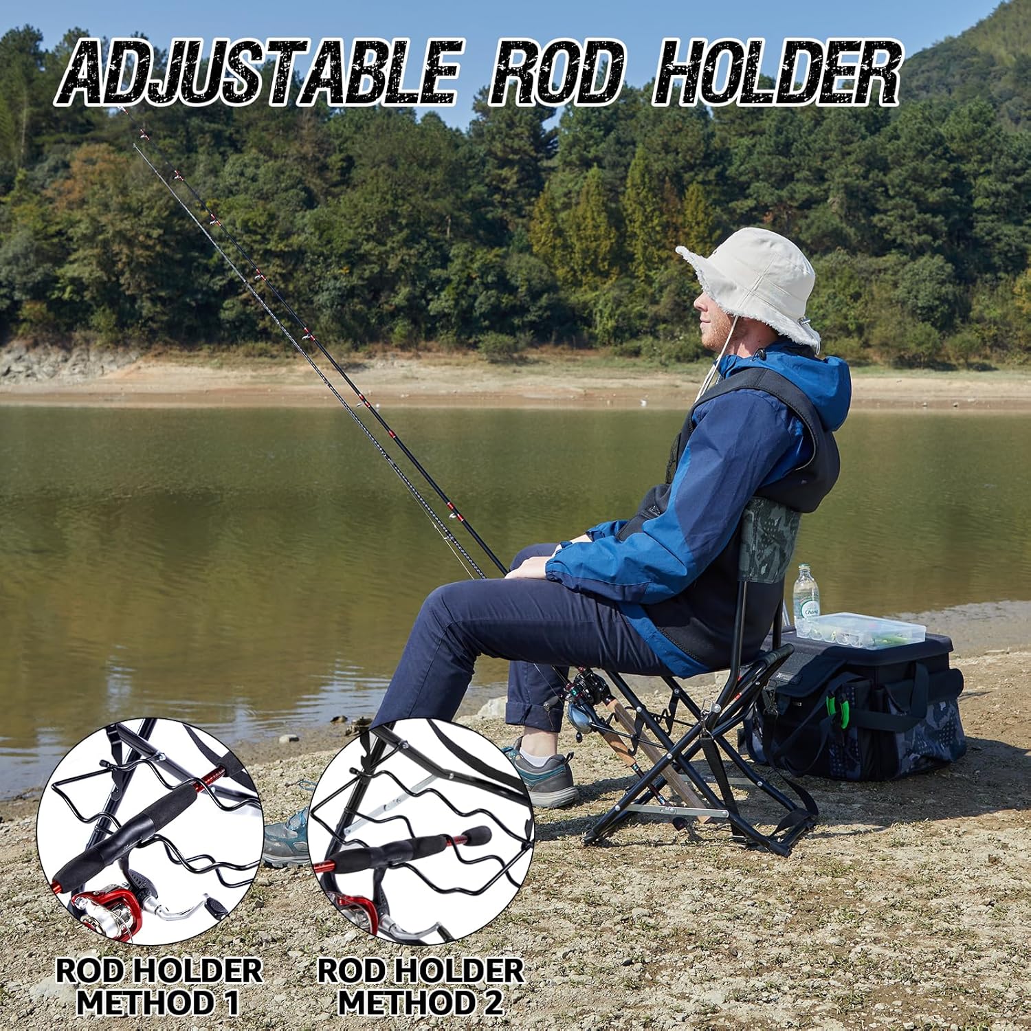 Folding Fishing Chair with Rod Holder F451
