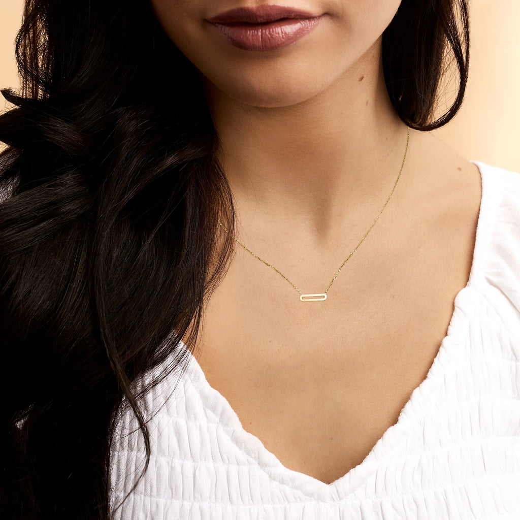 14kt Yellow Gold Paper Clip Link Necklace E9123