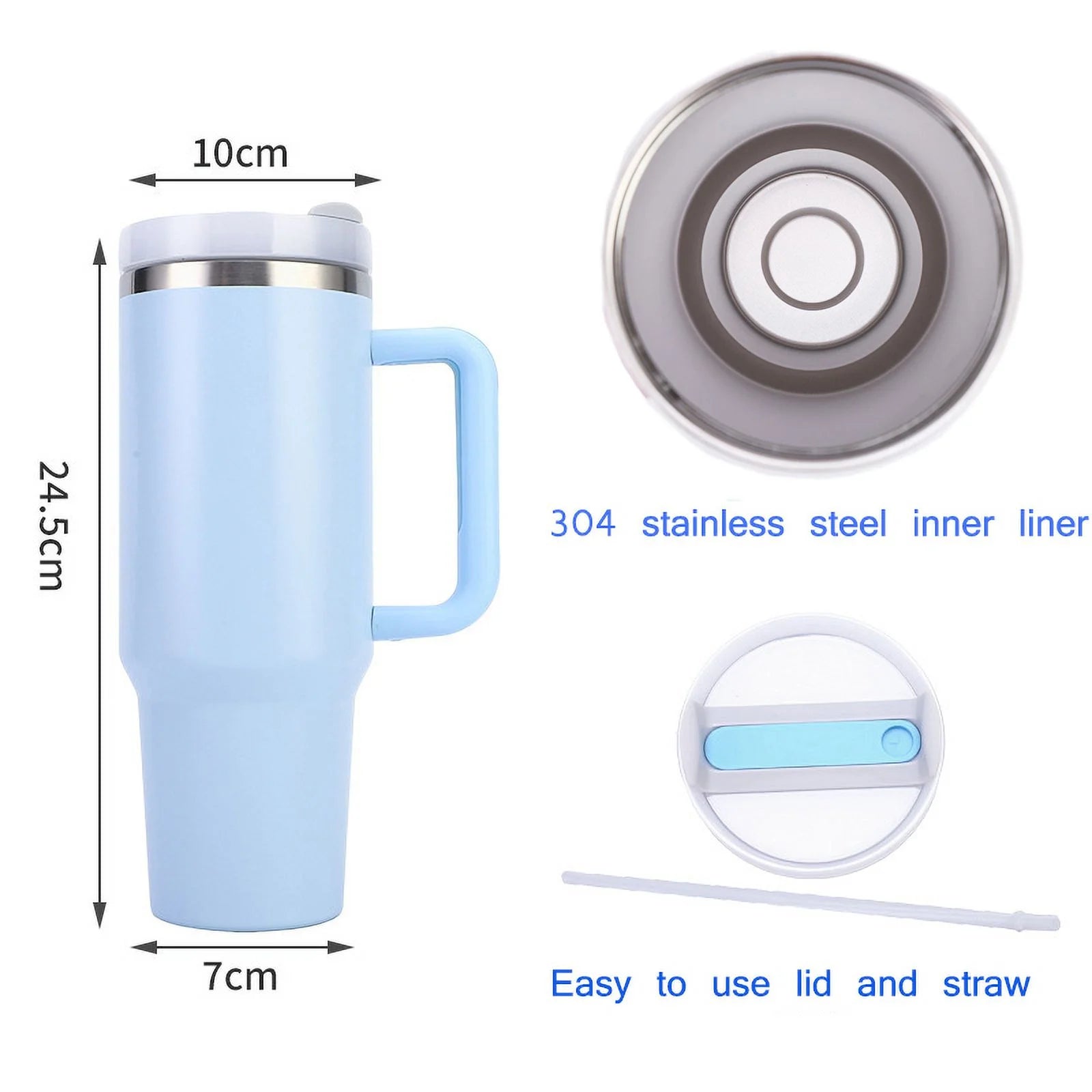 40 oz Insulated Stainless Steel Tumbler with Handle and Straw Lid K950