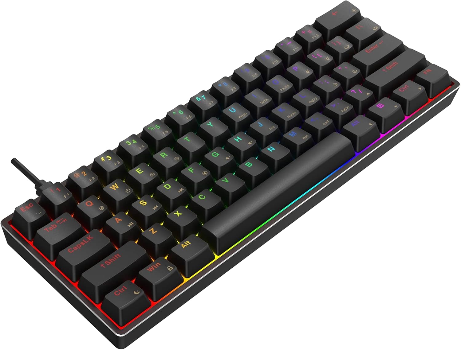 Black 61 Keys Mechanical Gaming Keyboard with Aluminum Case Q90824