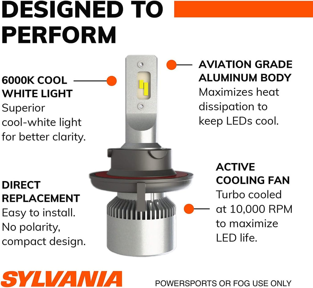 H13 6000K LED Headlight Replacement Bulbs, Cool White (2 Pack) P949