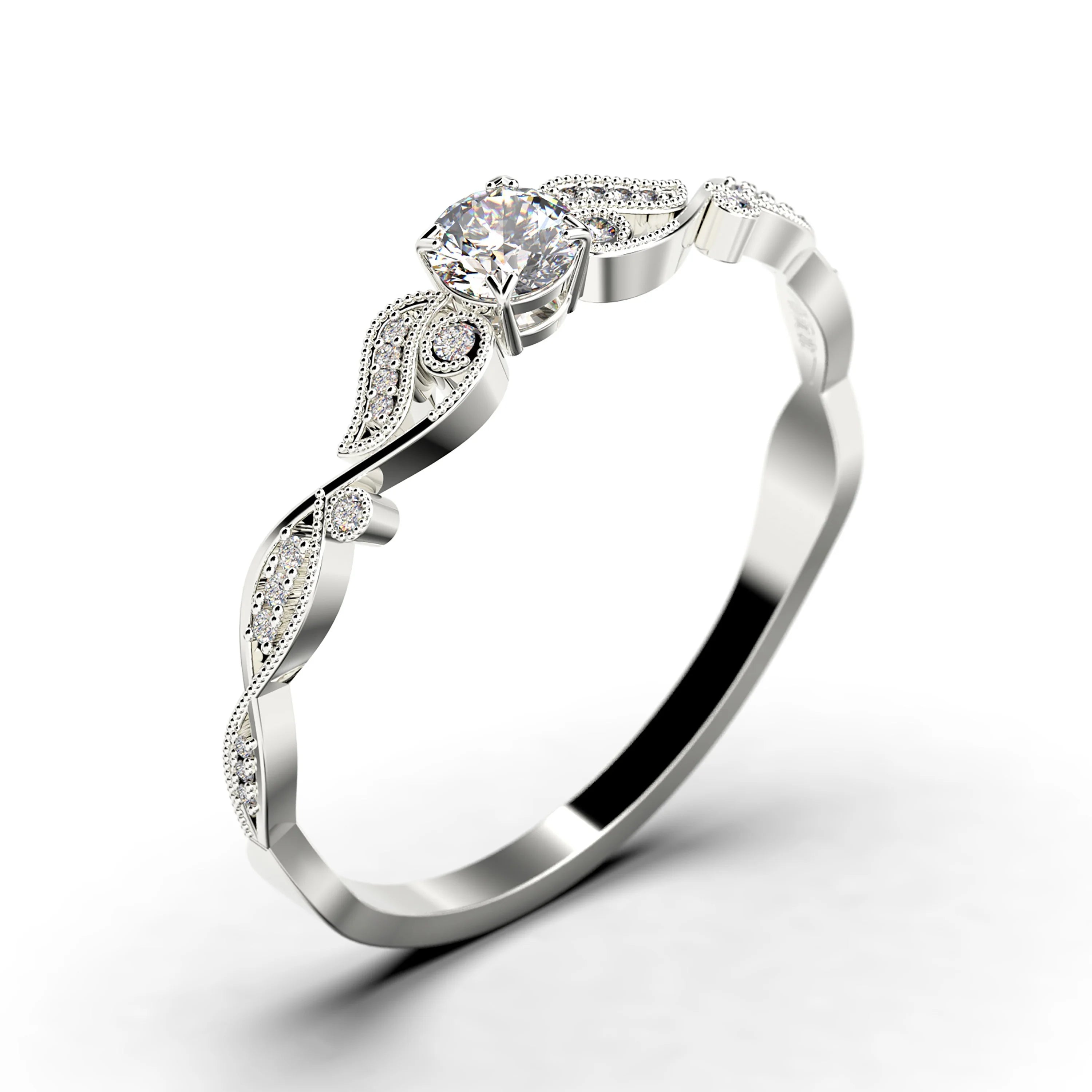 0.75 Carat Round Cut Moissanite Engagement Ring in 10k Solid White Gold Y177425