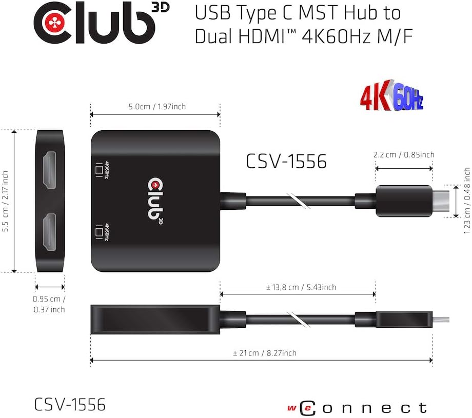 2 Port USB Type C to Dual HDMI 4K 60Hz MST Hub Pack of 2 Z594