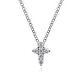 14K White Gold Diamond Cross Pendant Necklace with 18 inches chain X571403