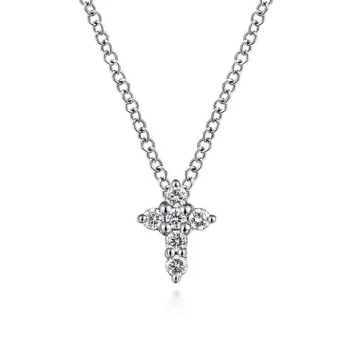 14K White Gold Diamond Cross Pendant Necklace with 18 inches chain X571403