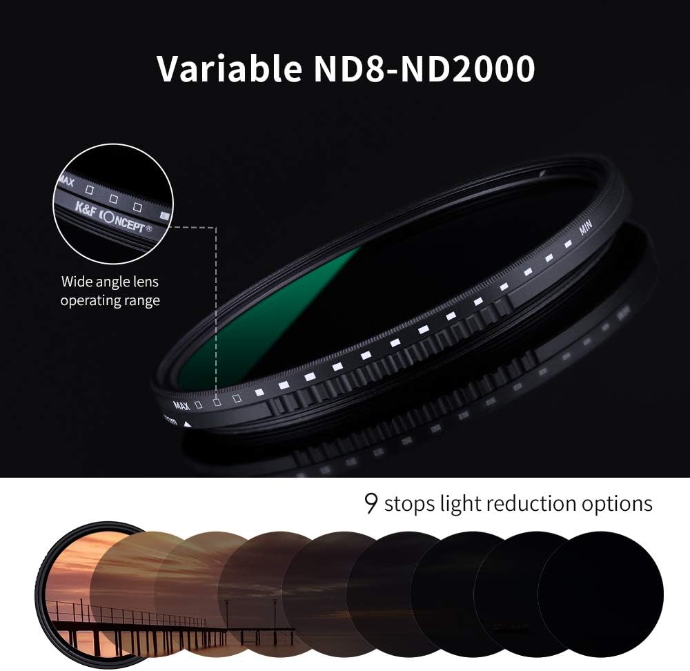 82mm Variable ND Filter ND8-ND2000 with Microfiber Cleaning Cloth Pack of 2 P619738