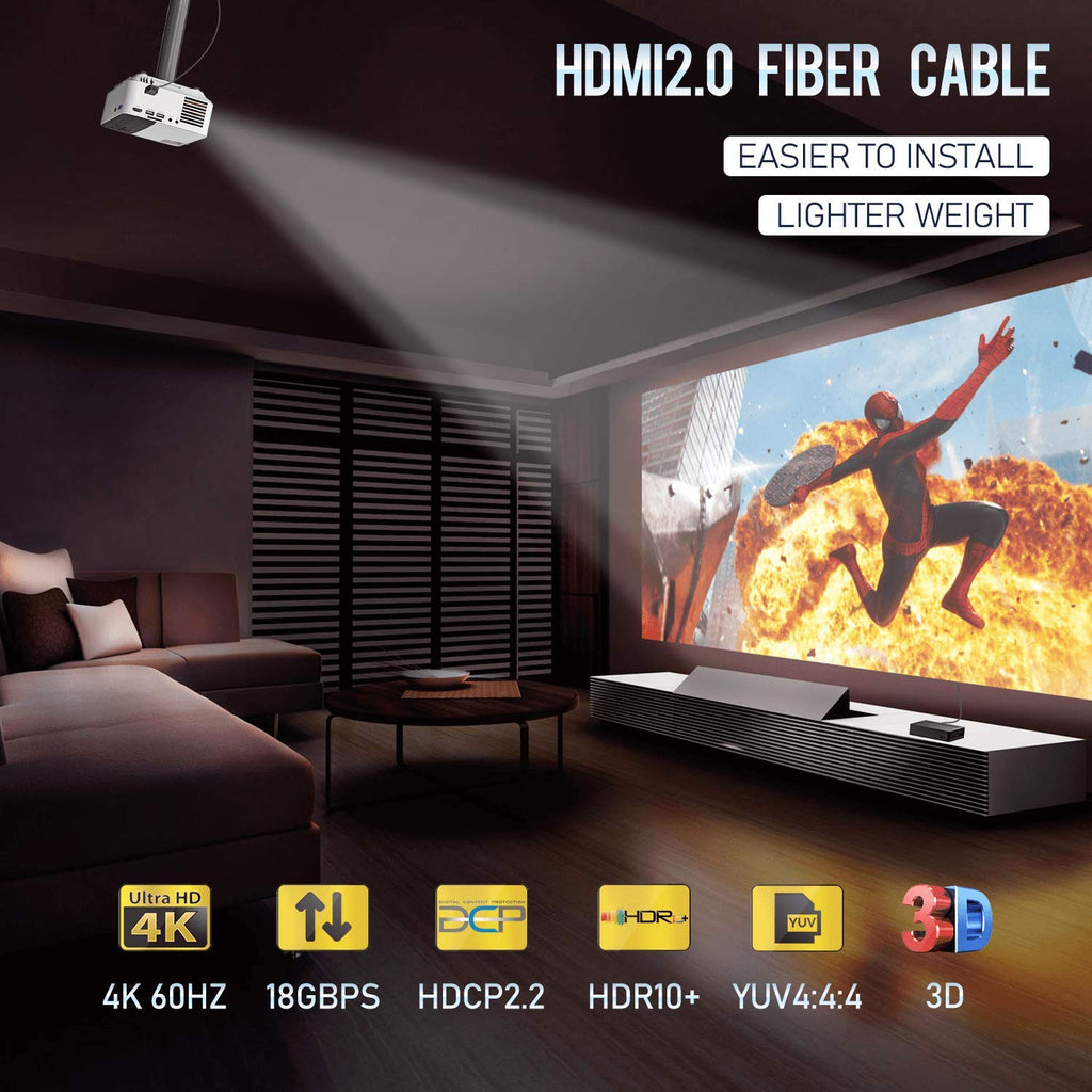 Fiber Optic HDMI Cable 65FT 4K 60FPS HDMI 2.0 18Gbps Active Optical Cable I949