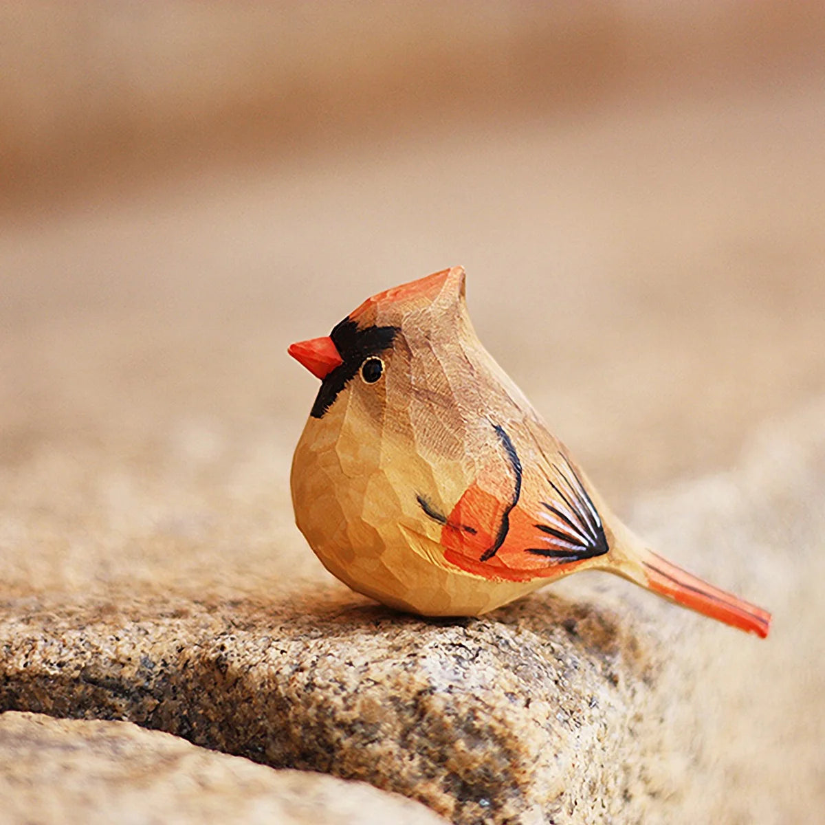 Red Wood Bird Figurine U5498