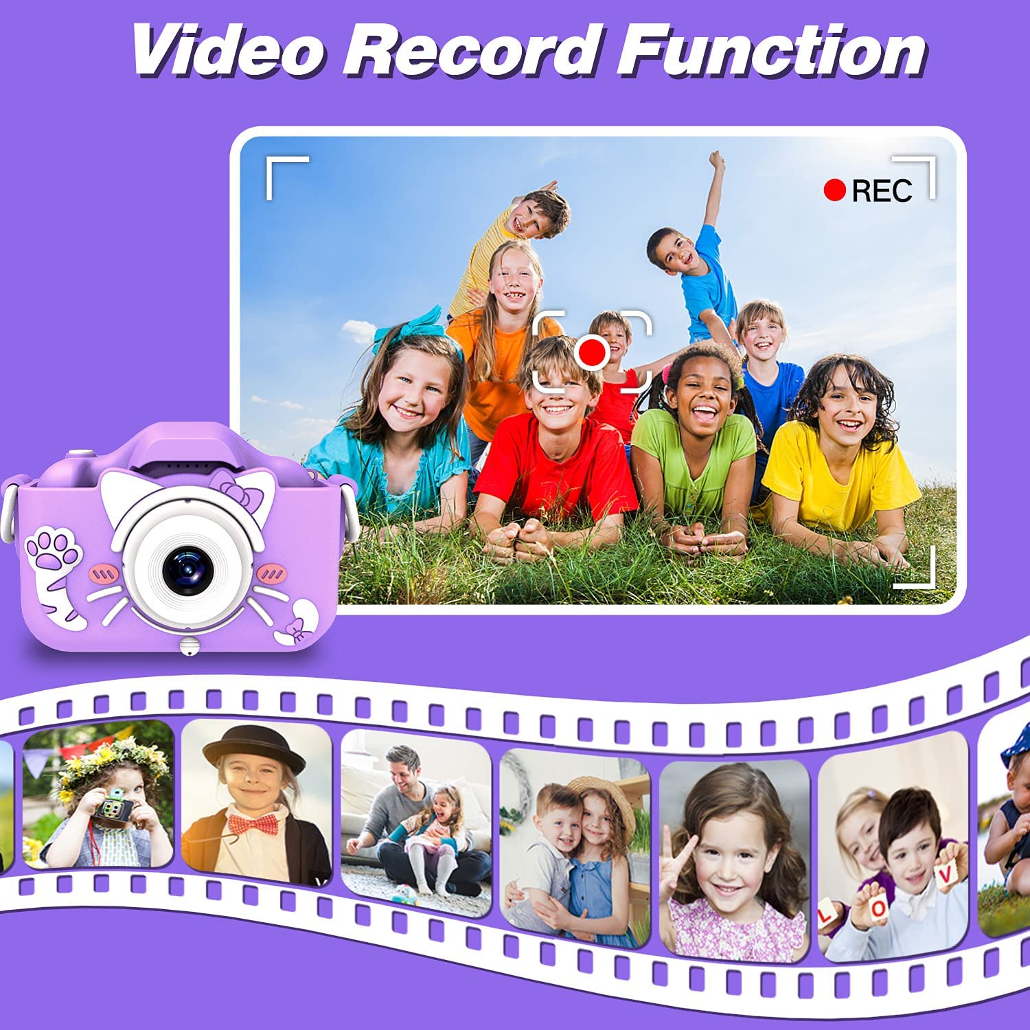 Kids Camera with Cartoon Soft Silicone Cover, 32G SD Card Included H87871