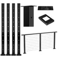 4Pack 36''x2''x2'' Black Square Weldless Stainless Steel Pre-Drilled Cable Railing Post R348866