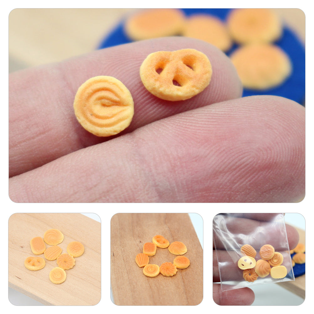 14Pcs Simulation Cookies Miniature Doll House Decors E21957
