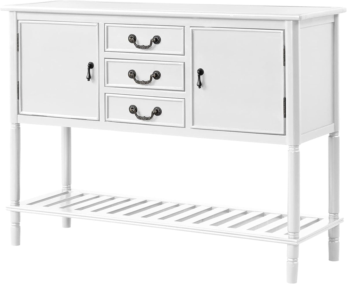 Navy Blue Solid Wood Console Table with 3 Drawers, 2 Cabinet, 1 Shelf B566648