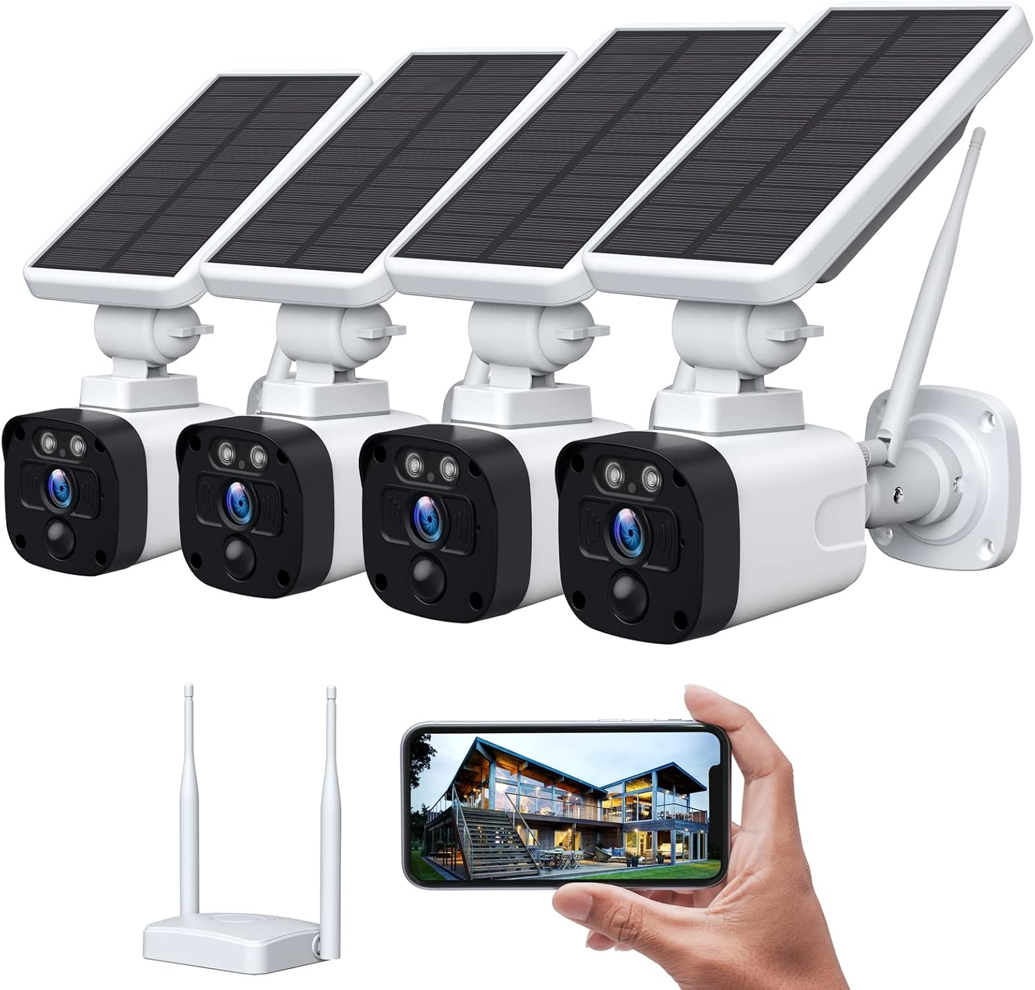 2K Solar Wireless Security Camera System with 3 WiFi Cameras and Base Station F84547