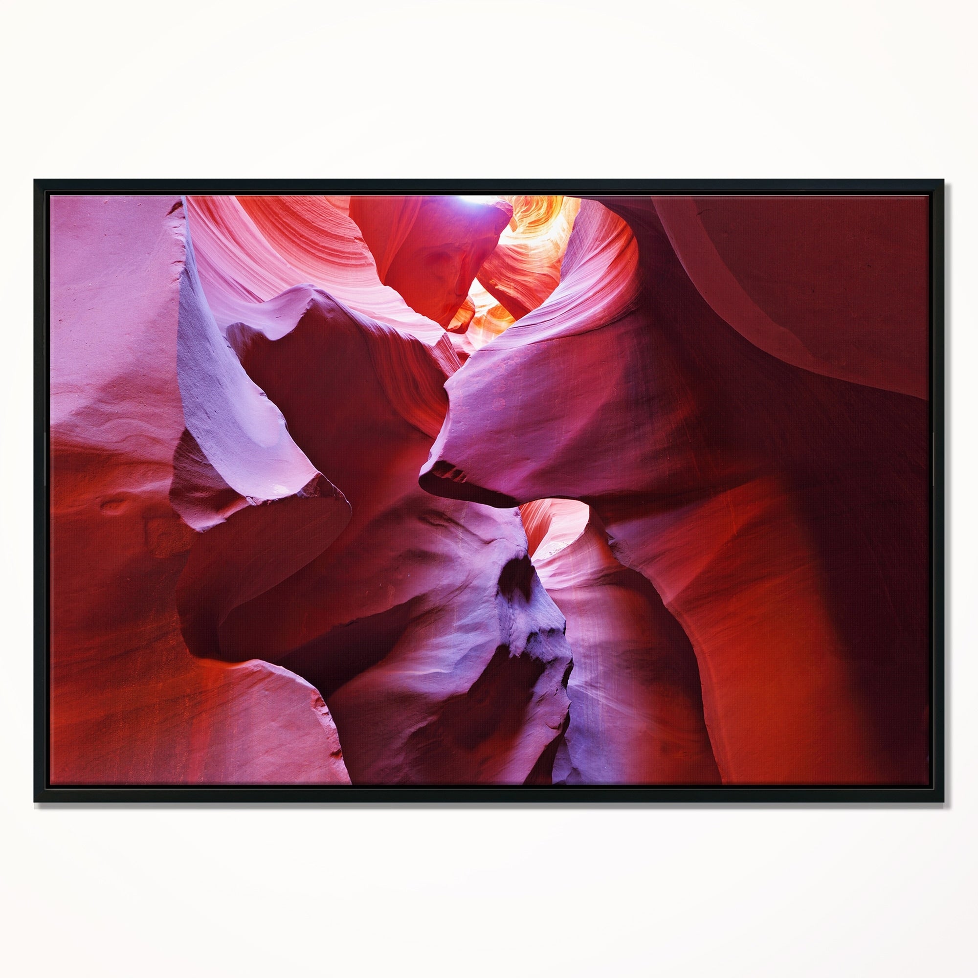Purple Rays in Antelope Canyon Framed Canvas Print 40 in. x 30 in. S20779