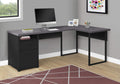 80L Dark Taupe L-Shaped Corner Desk with File Cabinet N743