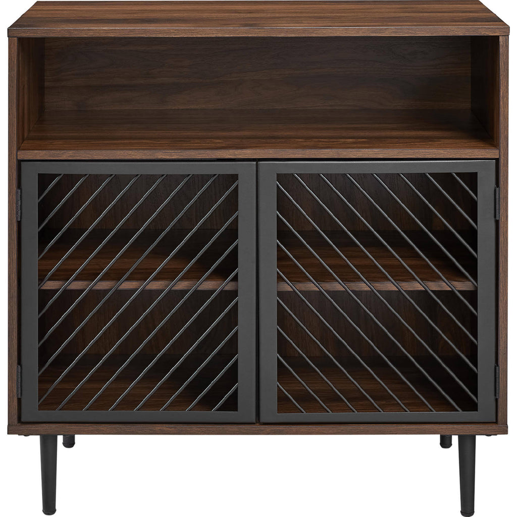 Dark Walnut Metal Door Accent Cabinet Z751