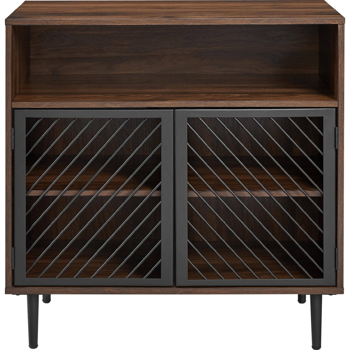 Dark Walnut Metal Door Accent Cabinet Z751