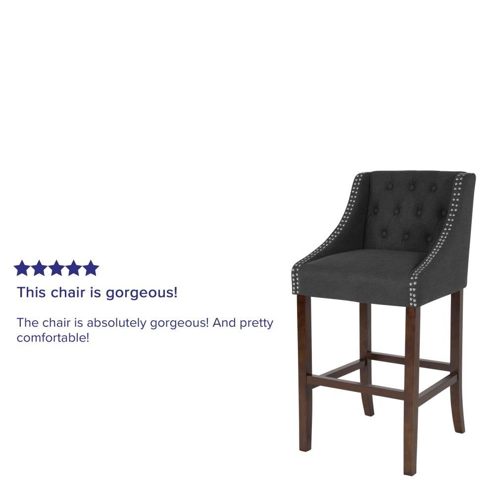 Dark Gray Tufted Walnut Barstool S5083