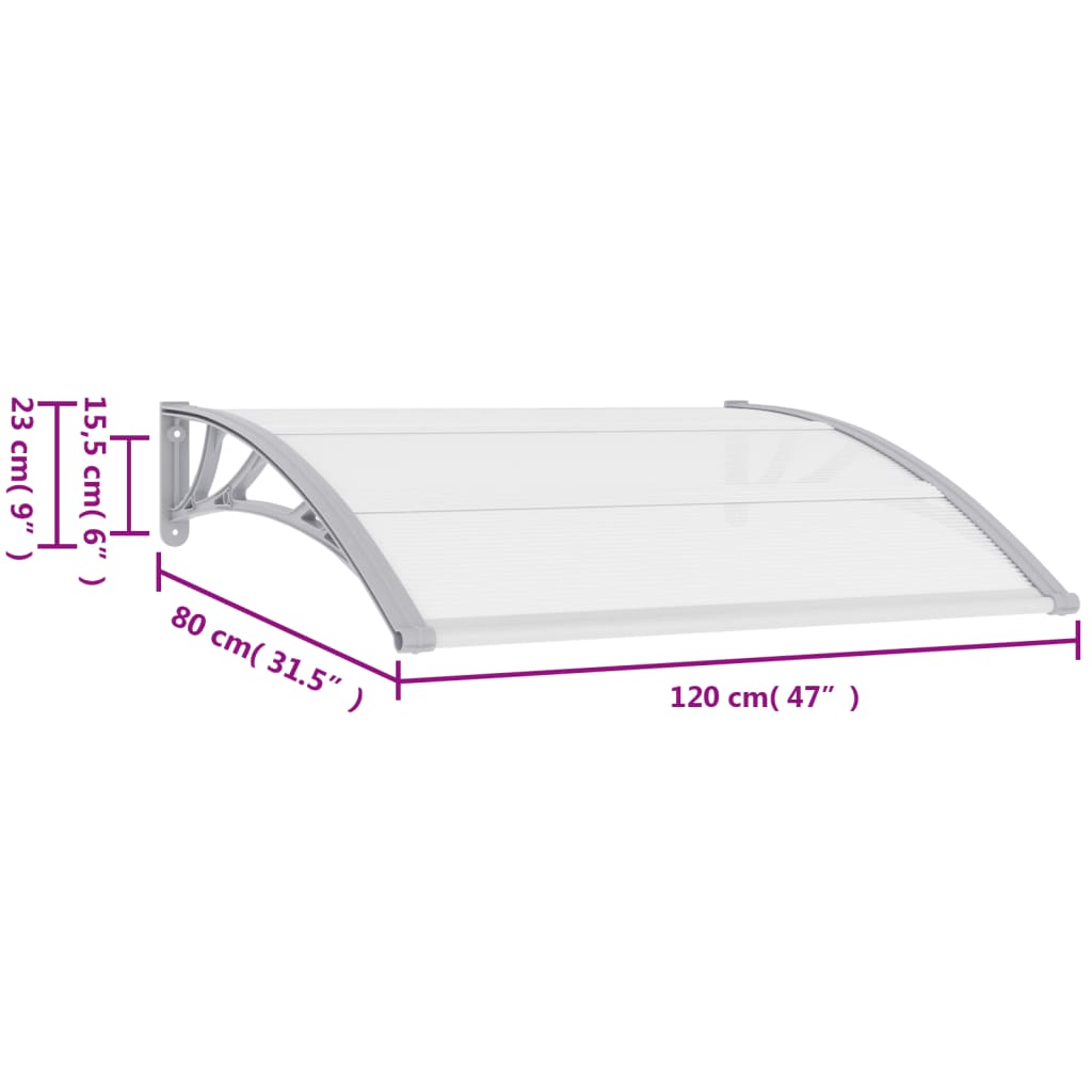 Gray Transparent 47.2"x31.5" Door Canopy C389