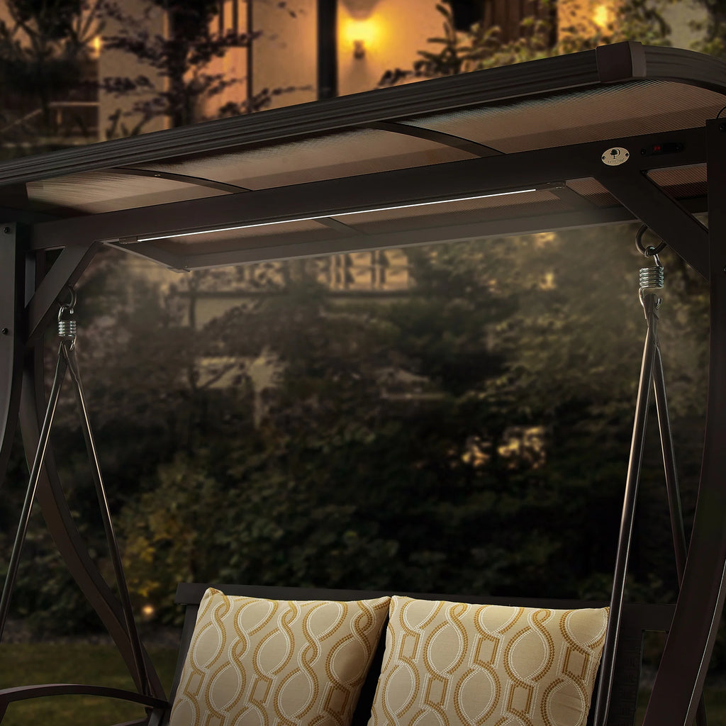 2-Person Outdoor Hardtop Canopy Porch Swing with Stand E8973