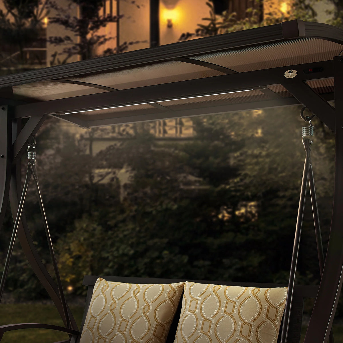 2-Person Outdoor Hardtop Canopy Porch Swing with Stand E8973