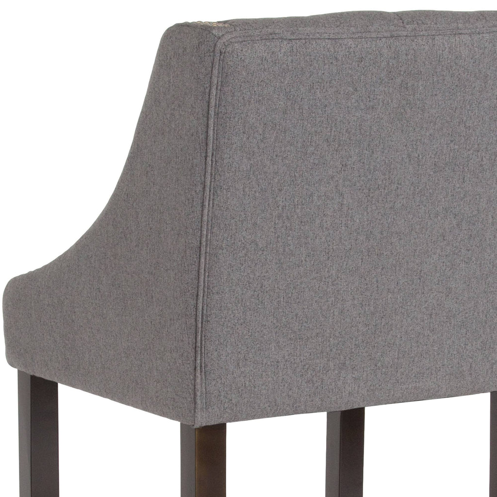 Dark Gray Tufted Walnut Barstool S5083