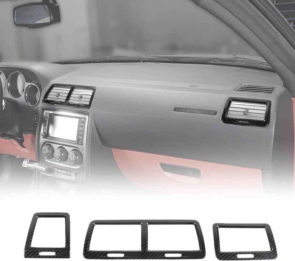 Red Carbon Fiber Grain Center Console Air Condition Outlet Vent Trim Cover J355