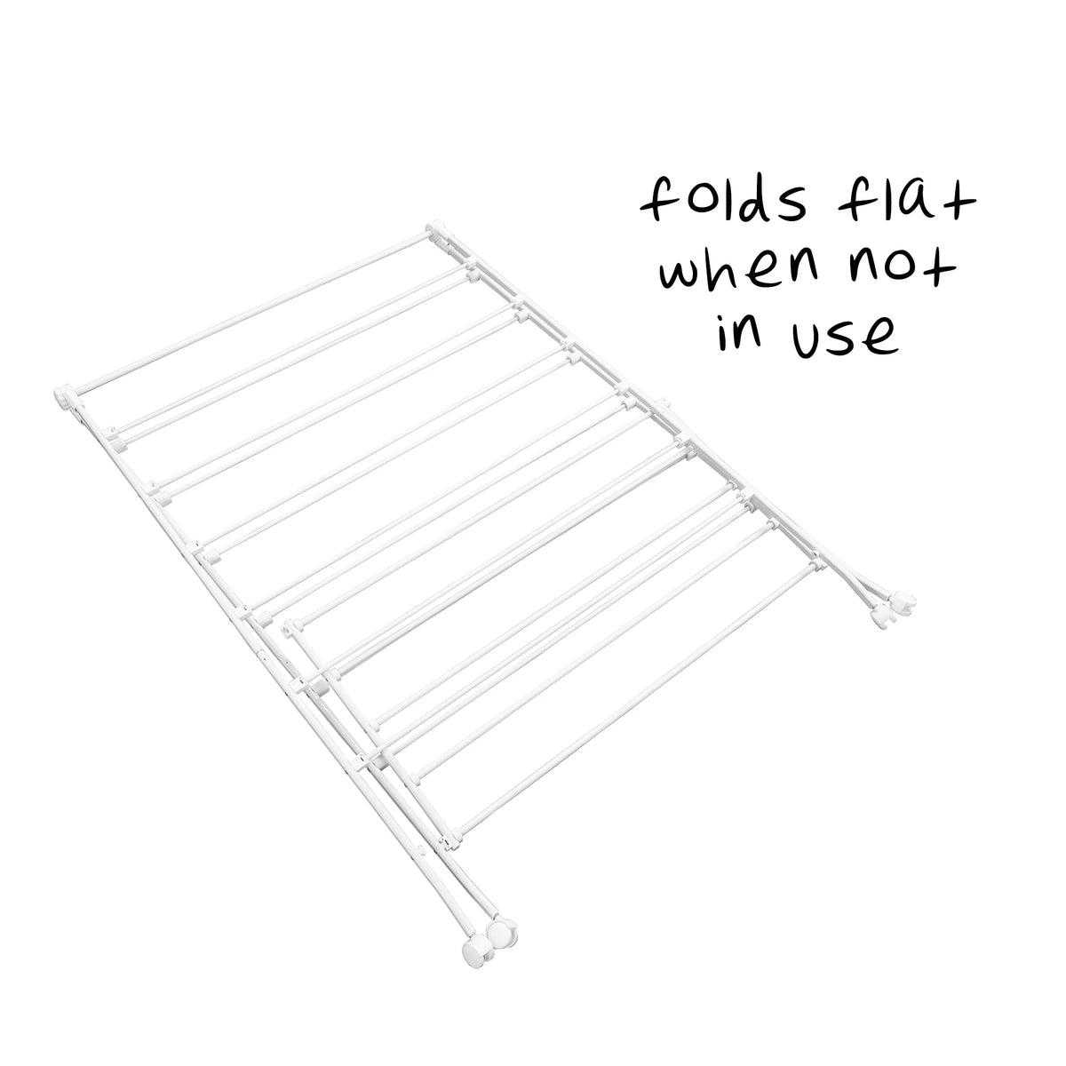 White Collapsible Steel Rolling Clothes Drying Rack D53475