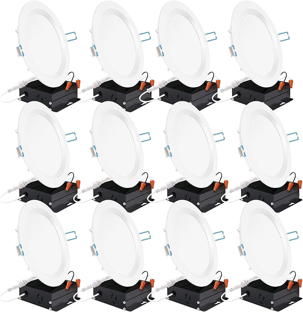 12 Pack 4 Inch Ultra Thin LED Recessed Ceiling Lights Selectable 2700K/3000K/3500K/4000K/5000K Dimmable 10W W313461