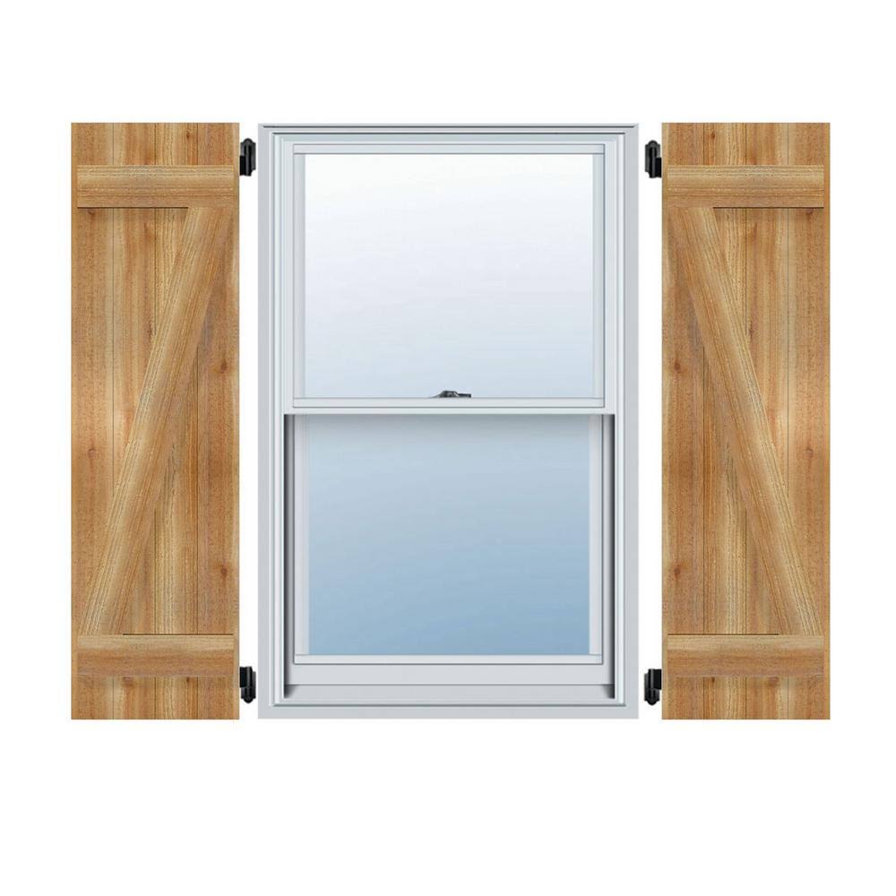Rough Sawn Western Red Cedar Board-n-Batten Shutters with Z-Bar E374