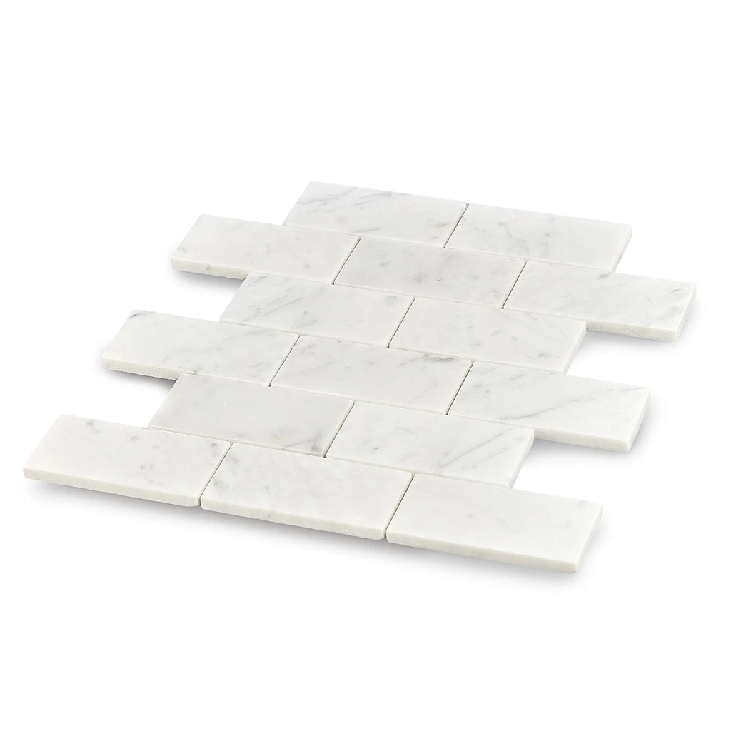 White Carrara Marble Rectangle Mosaic Floor and Wall Tile (Pack of 11) G624492