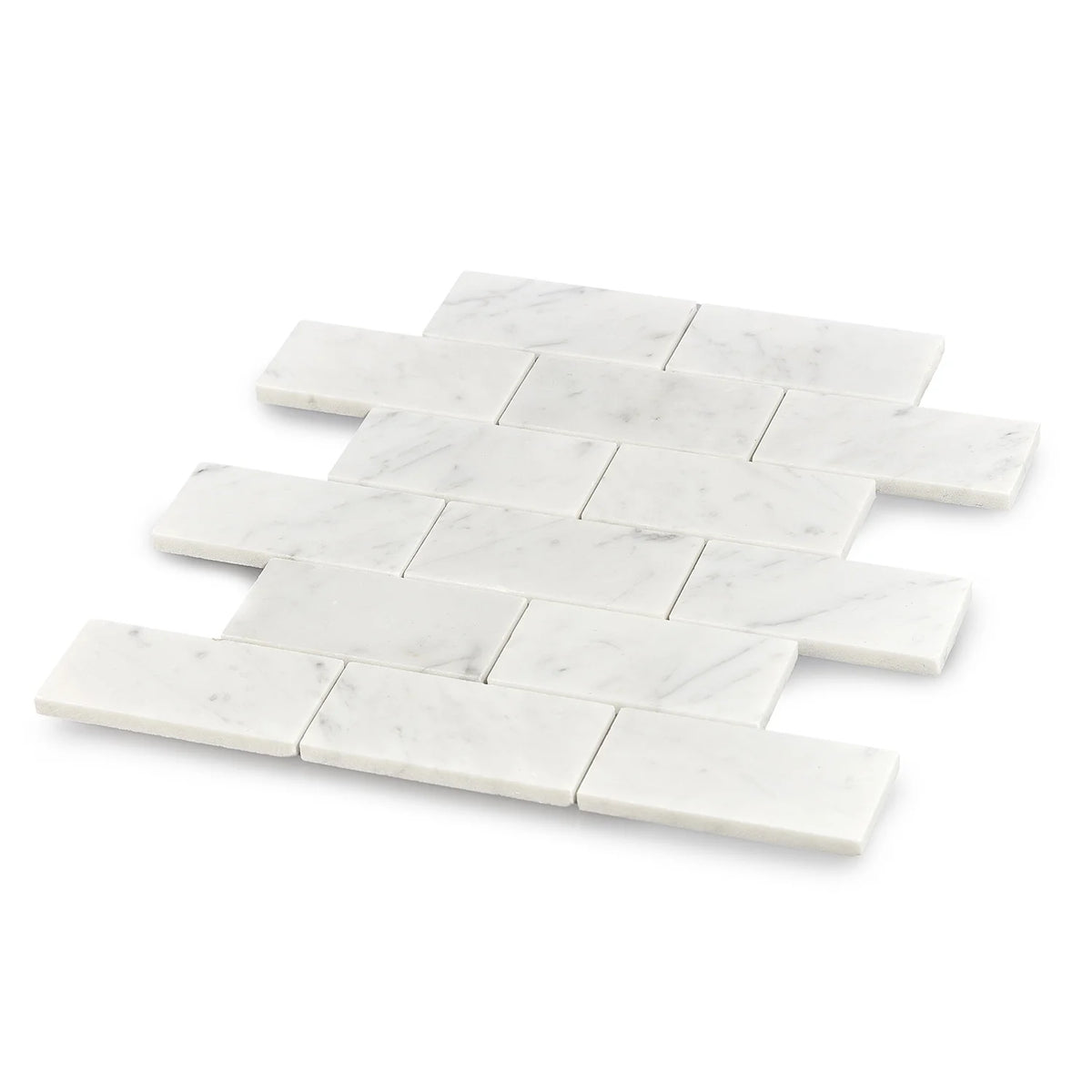 White Carrara Marble Rectangle Mosaic Floor and Wall Tile (Pack of 11) G624492