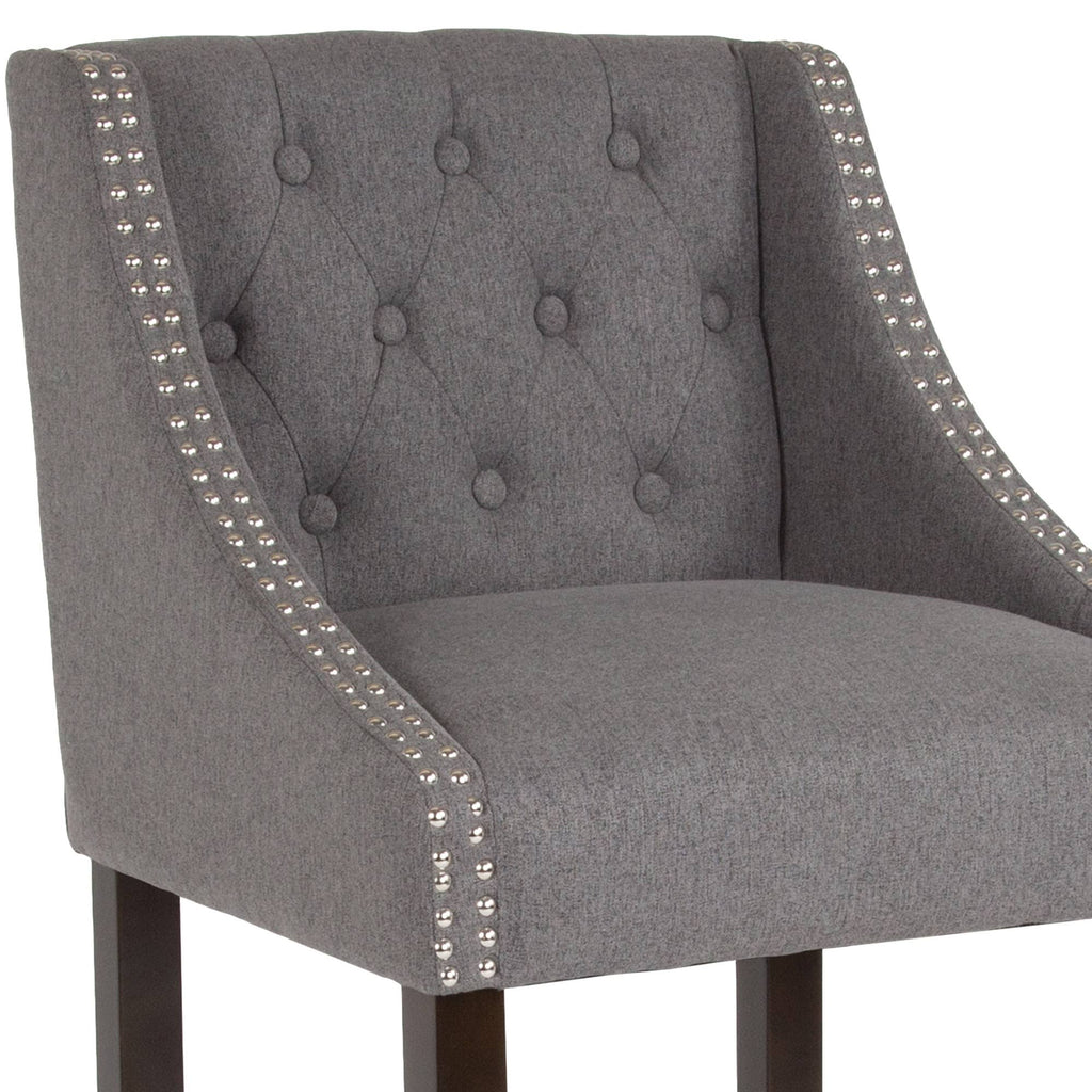 Dark Gray Tufted Walnut Barstool S5083