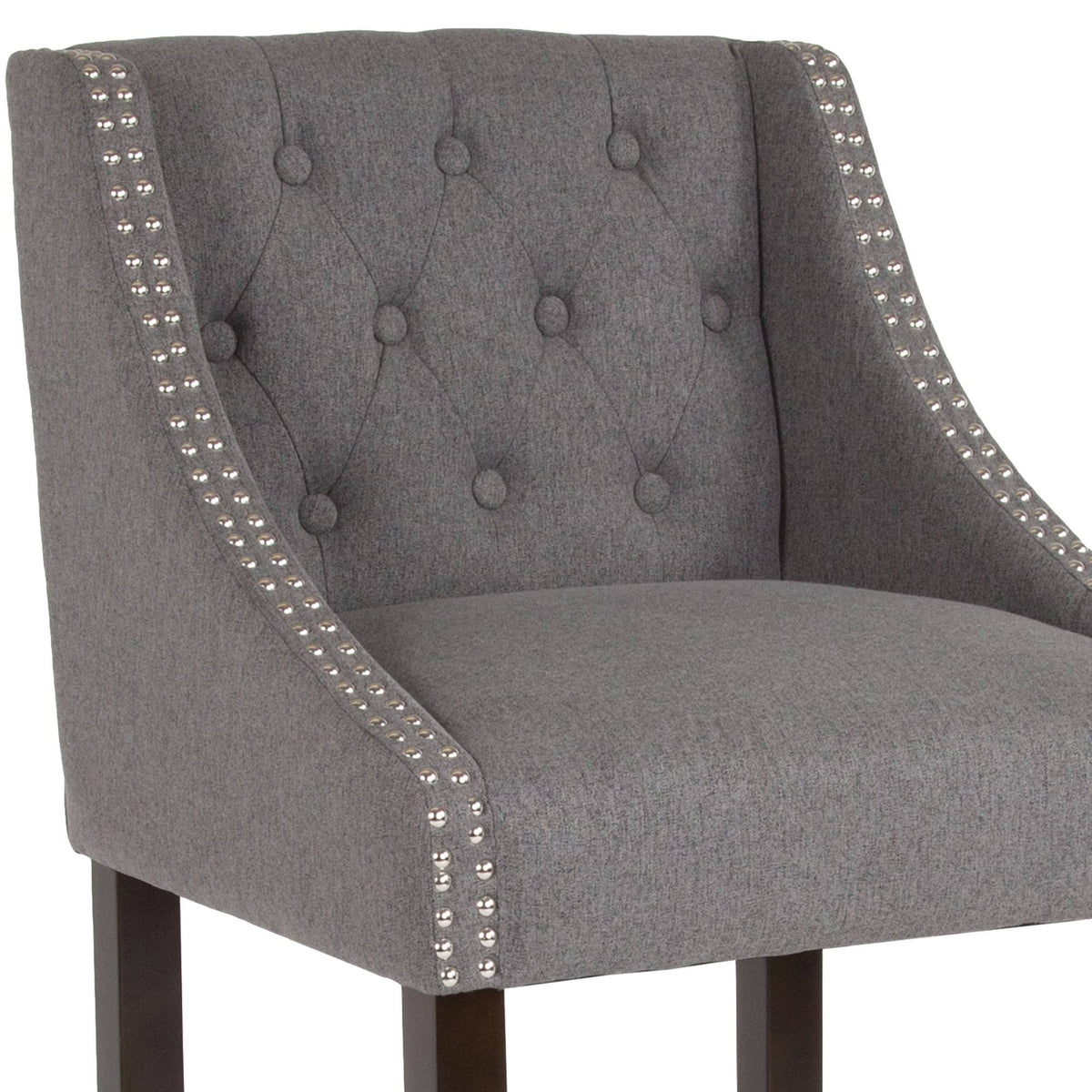 Dark Gray Tufted Walnut Barstool S5083