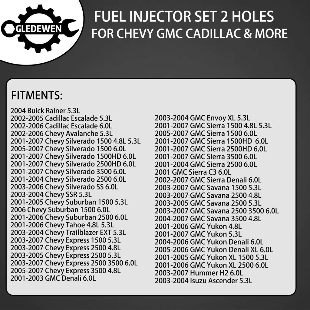 Fuel Injector 2 Holes 8Pcs for 4.8L 5.3L 6.0L Engine I5481
