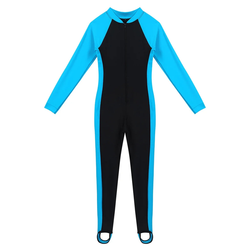 One Piece Long Sleeves Zipper Front Swimsuit H183
