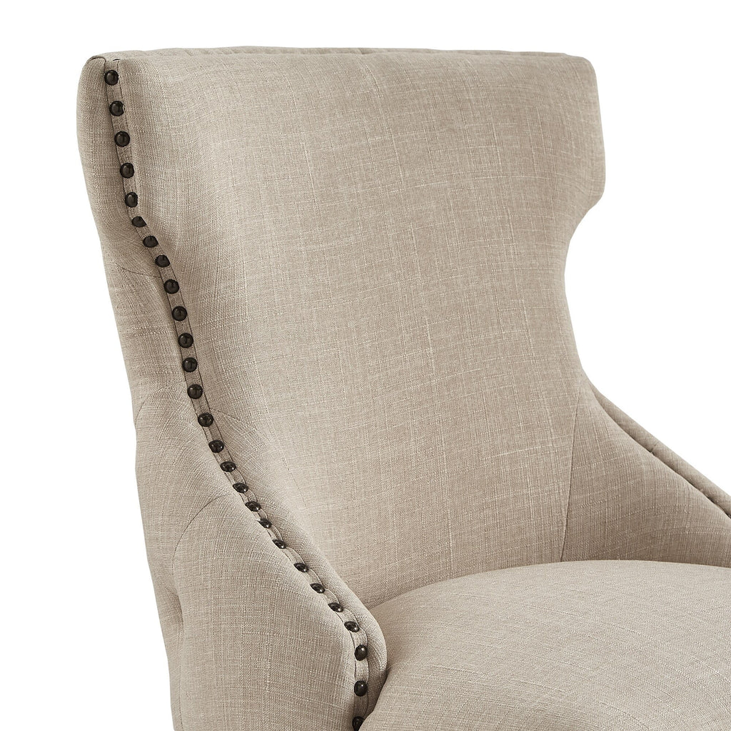 Beige Linen Upholstered Counter Height Stools, Set of 2 P644