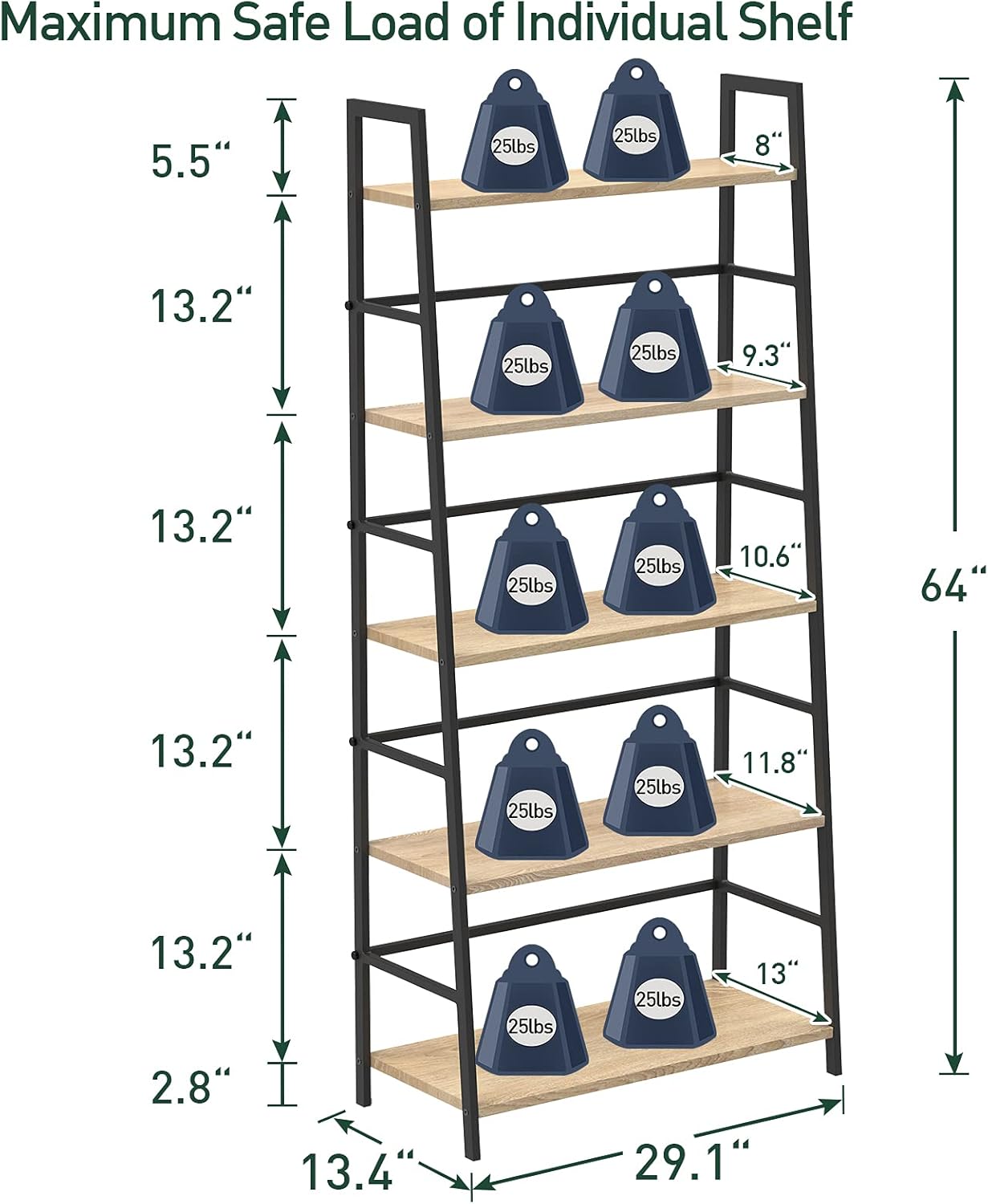 5-Tier Industrial Bookshelf with Metal Frame Y614167