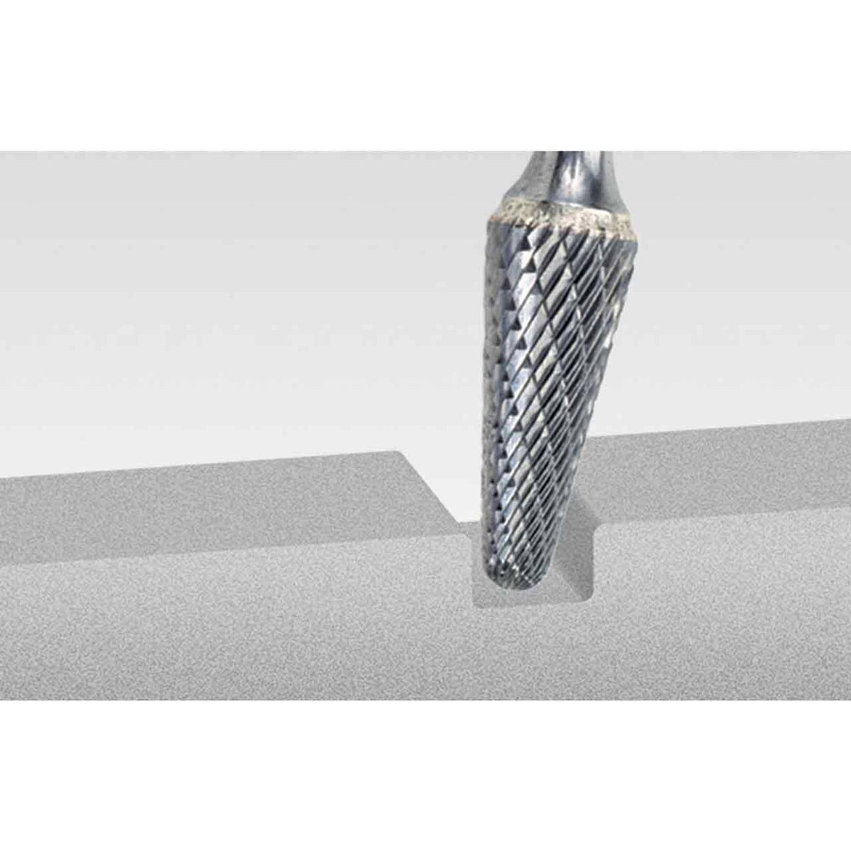 Tungsten Carbide Cone Burs, 1/4x22 Shank Diameter, 3/8x22 Diameter x 1-1/4x22 Length, SL-3 USCTI Type X30453