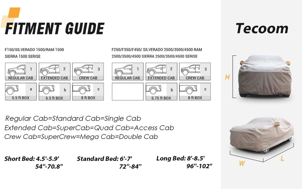Full Size Truck Car Cover Waterproof Windproof with Straps Buckles Antenna Patch Pack of 2 K598903