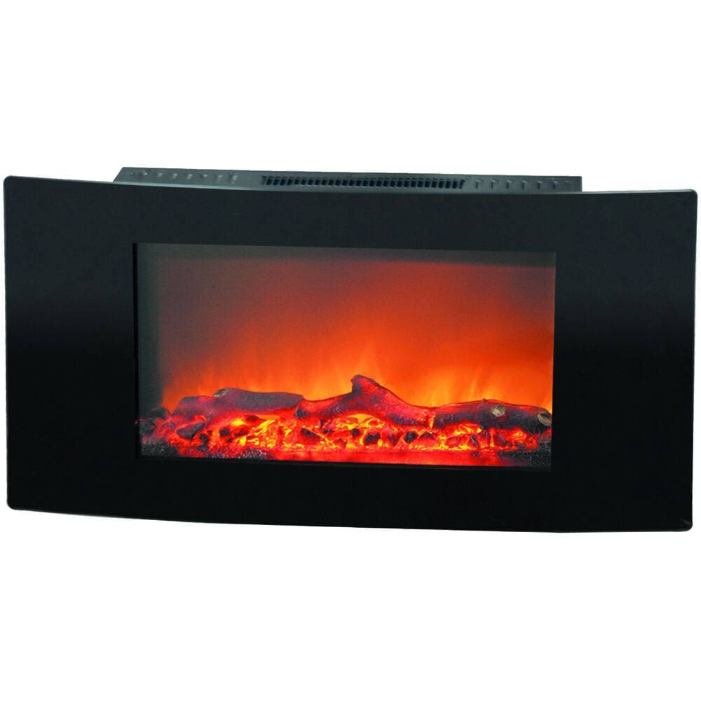 Curved Wall Mount Electronic Fireplace with Logs E98609