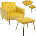 Olive Green Velvet Single Sofa Chair with Ottoman F502698
