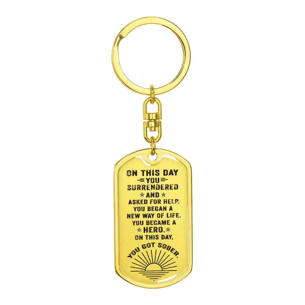 18k Gold Finish Steel Anniversary Keychain Q33877