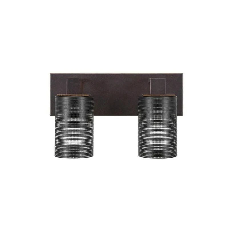 Two Light Bath Bar with Square Frosted Crystal Glass V69587